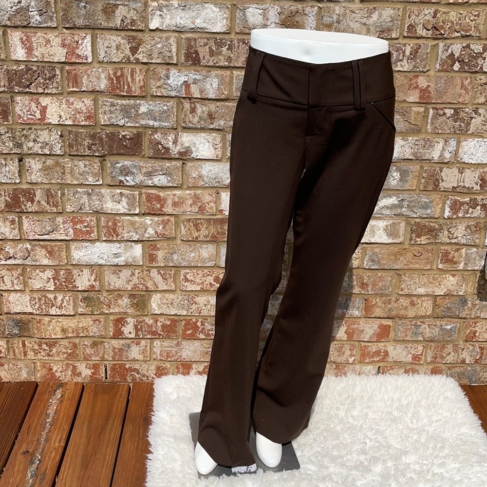 Alice+ Olivia Leather-Trimmed Wool-Blend Bootcut Pants - Picture 8 of 8
